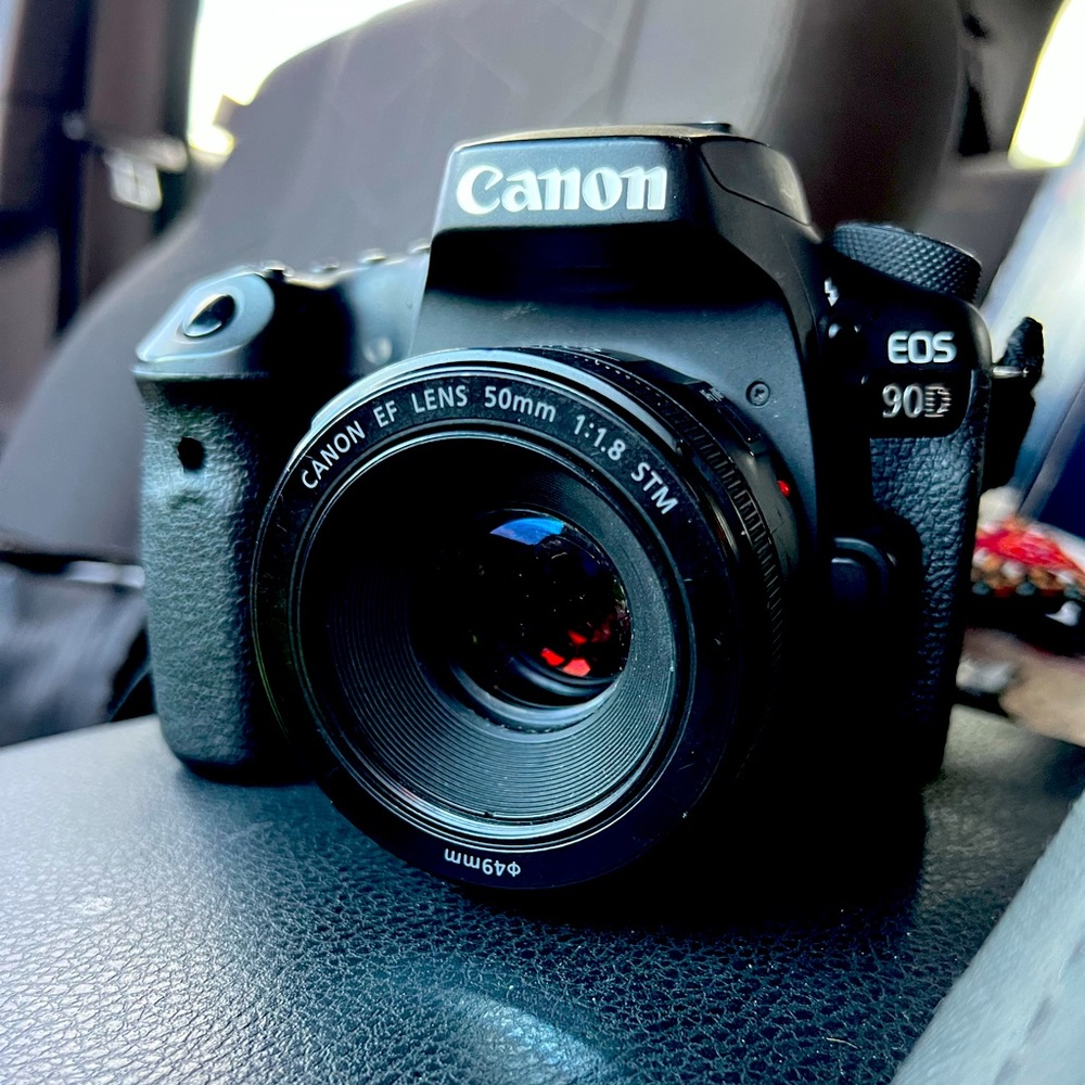 Canon EOS 90D, 4 LENSES, SD card, Camera case
